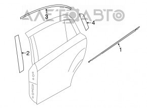 Garnitură ușă-sticlă spate centrală dreapta Subaru Impreza 4d 17- GK crom