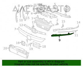 Grila grilei stângi a radiatorului Honda Accord 18-22 crom deschis nou OEM original.