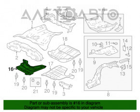 Protecție pentru podea spate dreapta Honda Accord 13-17 ruptă.