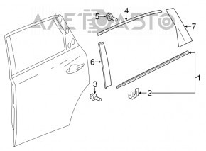 Panoul lateral spate stânga spate al ușii pentru Acura MDX 14-20