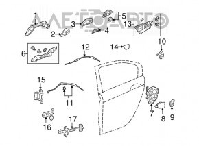 Buclele ușii inferioare din spate stânga pentru Acura MDX 14-20.