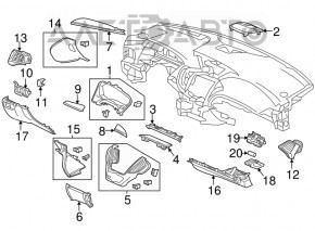 Capacul panoului de control cu conducte de aer pentru Acura MDX 14-20 bej