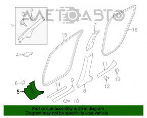 Capacul suportului frontal dreapta jos Nissan Leaf 13-17 negru, suport rupt.