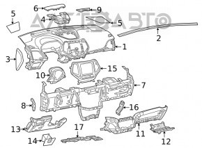 Buzunarul panoului frontal al Jeep Cherokee KL 14- negru