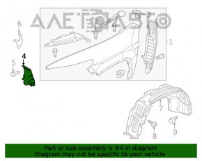 Suportul aripii din față dreapta pentru Jeep Cherokee KL 14-18, partea de jos