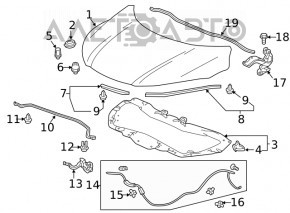 Manerul de deschidere a capotei și capacul rezervorului de combustibil pentru Honda HR-V 16-22, interior.