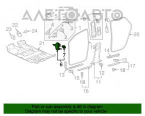 Накладка передней стойки нижняя правая Lexus RX300 RX330 RX350 RX400h 04-09 серая