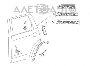 Garnitură aripă spate dreapta Toyota Sequoia 08-16