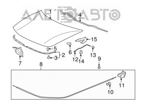 Bara de capota dreapta Acura ILX 13-18 tip 1