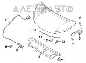 Clips pentru suportul bara capotei Nissan Rogue Sport 17-19