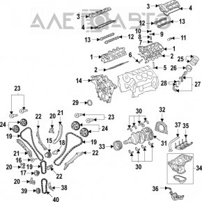 Capacul blocului cilindric (GBC) dreapta Jeep Cherokee KL 14- 3.2 fără arbori cu came.