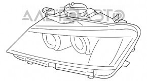 Far stânga față goală BMW X3 F25 11-14 pre-restilizare halogen