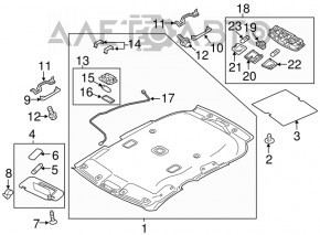 Acoperirea tavanului Mitsubishi Outlander Sport ASX 14-15 fără panoramic, gri, pentru curățare chimică.