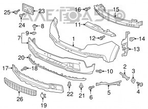 Amplificatorul de bara fata pentru Acura MDX 14-20 cu coltare, cu suporturi noi OEM original.