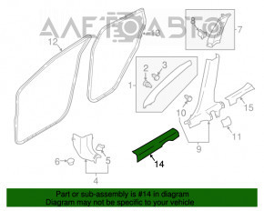 Capacul pragului din față dreapta pentru Nissan Rogue Sport 17-19, negru