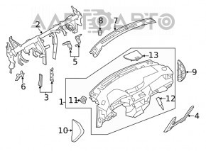 Торпедо передняя панель без AIRBAG Nissan Rogue Sport 17-19 чёрн