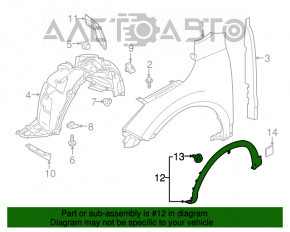 Capacul aripii din față dreapta Nissan Rogue Sport 17-19