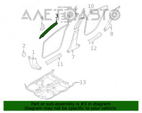 Capacul stâlpului frontal stâng Nissan Sentra 20- gri, sub difuzor.