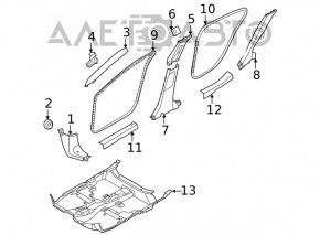 Capacul stâlpului frontal stâng Nissan Sentra 20- gri, sub difuzor.