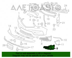 Grila bara de protecție față dreapta Acura MDX 17-20, finisaj sub PTF