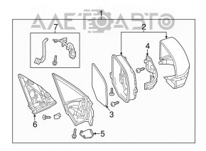 Зеркало боковое левое Acura MDX 17-18 рест