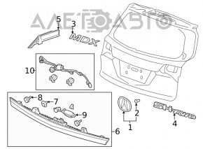 Emblema inscripția MDX pe ușa portbagajului Acura MDX 17-20 restilizată