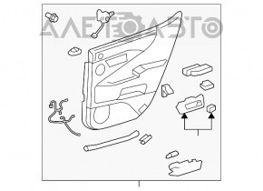 Capacul ușii, cartela din spate dreapta pentru Lexus LS460 LS600h 07-12, negru, lungime