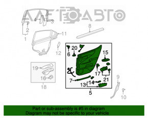 Capacul ușii, cartela din spate dreapta pentru Lexus LS460 LS600h 07-12, negru, lungime