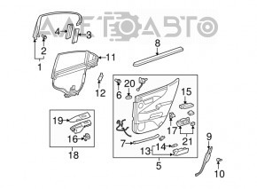 Capacul ușii, cartela din spate dreapta pentru Lexus LS460 LS600h 07-12, negru, lungime