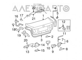 Capac portbagaj pentru Lexus LS460 LS600h 07-12 cu camera neagra, 212 pini, vopsita.