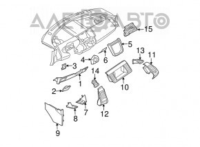 Capacul genunchiului șoferului Nissan Murano z50 03-08 negru