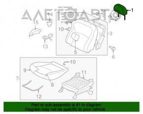 Suportul pentru cap al scaunului șoferului Mitsubishi Outlander 14-21 15 pre-restilizare, piele neagră