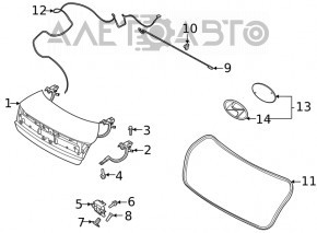 Capota portbagajului asamblată Hyundai Sonata 20- negru S3B, cu optică și cameră