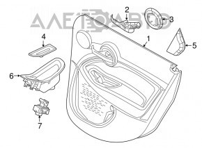 Capacul usii spate dreapta Fiat 500X 16-17 negru cu insertie neagra din piele, pielea s-a desprins, zgarieturi.