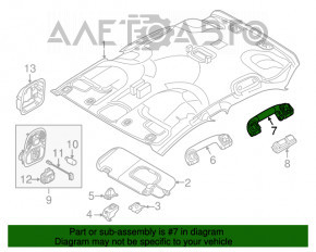 Ручка потолка задняя правая Fiat 500X 16- серая под люк