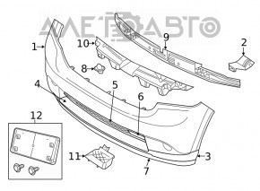 Capacul buzei bara fata Dodge Durango 11-13 structura, zgarieturi, taiat.