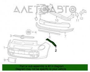 Suportul pentru bara de protecție față stânga Fiat 500L 14-17 nou original