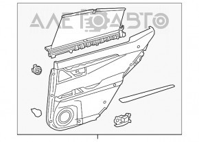 Capacul usii cardul din spate dreapta Lexus ES300h ES350 13-18 piele neagra, ornamente sub lemn inchis zgarieturi