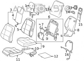 Scaun șofer Lexus ES300h ES350 13-18 cu airbag, electric, încălzire, ventilație, piele neagră, tip 2