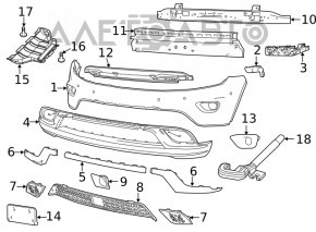 Absorbantul de impact frontal sub ornamentele laterale pentru Jeep Grand Cherokee WK2 14-16