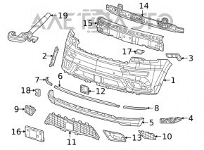 Absorbantul de impact frontal sub ornamentele laterale pentru bara de protectie a Jeep Grand Cherokee WK2 17-