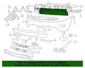 Absorbantul de impact al bara fata sub capacul Jeep Grand Cherokee WK2 17-