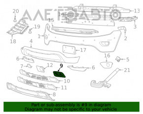 Grila de protecție a bara de protecție față dreapta Jeep Grand Cherokee WK2 17-