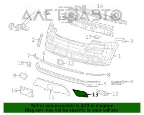 Cadru de protecție pentru bara de protecție față sub ornamentele stânga Jeep Grand Cherokee WK2 17- argintiu