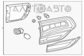 Lampa interioară pentru capacul portbagajului stânga Jeep Grand Cherokee WK2 14-21 negru.