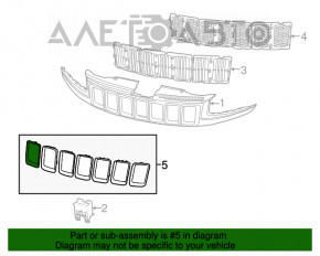 Grile de radiator pentru Jeep Grand Cherokee WK2 14-16, set de 7 bucăți, argintiu