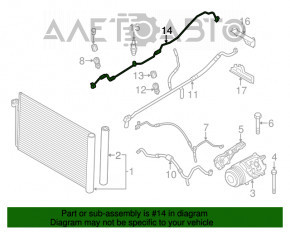 Трубка кондиционера печка-конденсер BMW 5 F10 11-16 2.0T, 3.0T