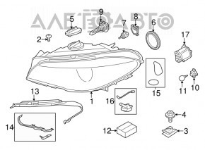 Suport far dreapta BMW 5 F10 11-13 halogen nou OEM original