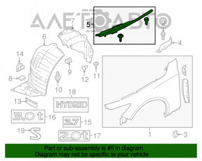 Garnitură aripă capotă - aripă dreapta Infiniti Q50 14- față nouă originală