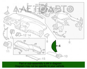 Capacul torpedoului lateral dreapta pentru Honda Accord 13-17, negru.